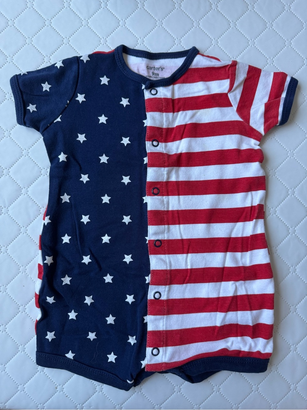 Carter's Red, White & Navy Star and Stripe Short-Sleeve Romper